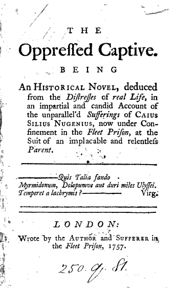 Title Page of The Oppressed Captive, 1757.